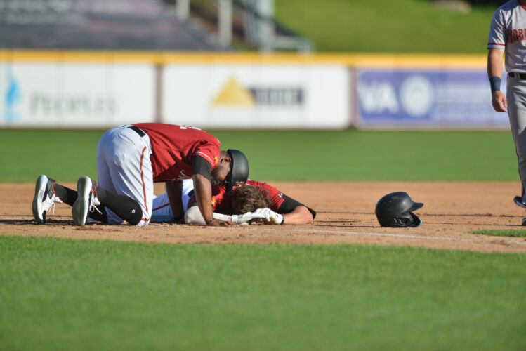 Power hitter Gorski carted off field in Curve’s win